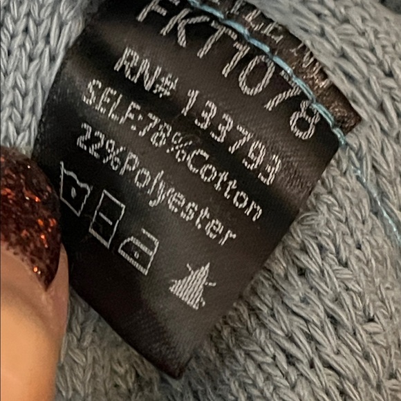 POL Shades of Blue Mixed Media Patchwork Top w/Tan-Rust-Brown-Cream Accents - Picture 12 of 13